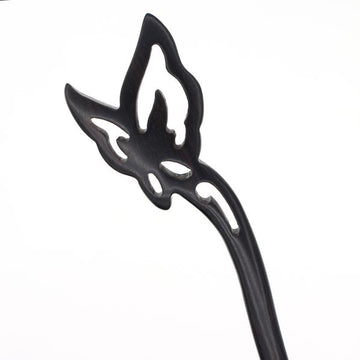 CrystalMood Handmade Carved Ebony Wood Silhouette Butterfly Hair Stick